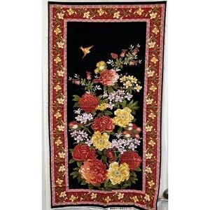 Timeless Treasures Cotton Quilting Fabric Panel Lotus Floral Print Border
